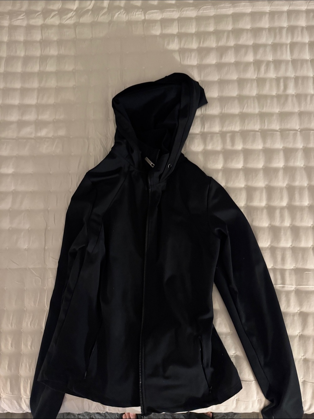 Women's Black Hooded Zip-Up Jacket